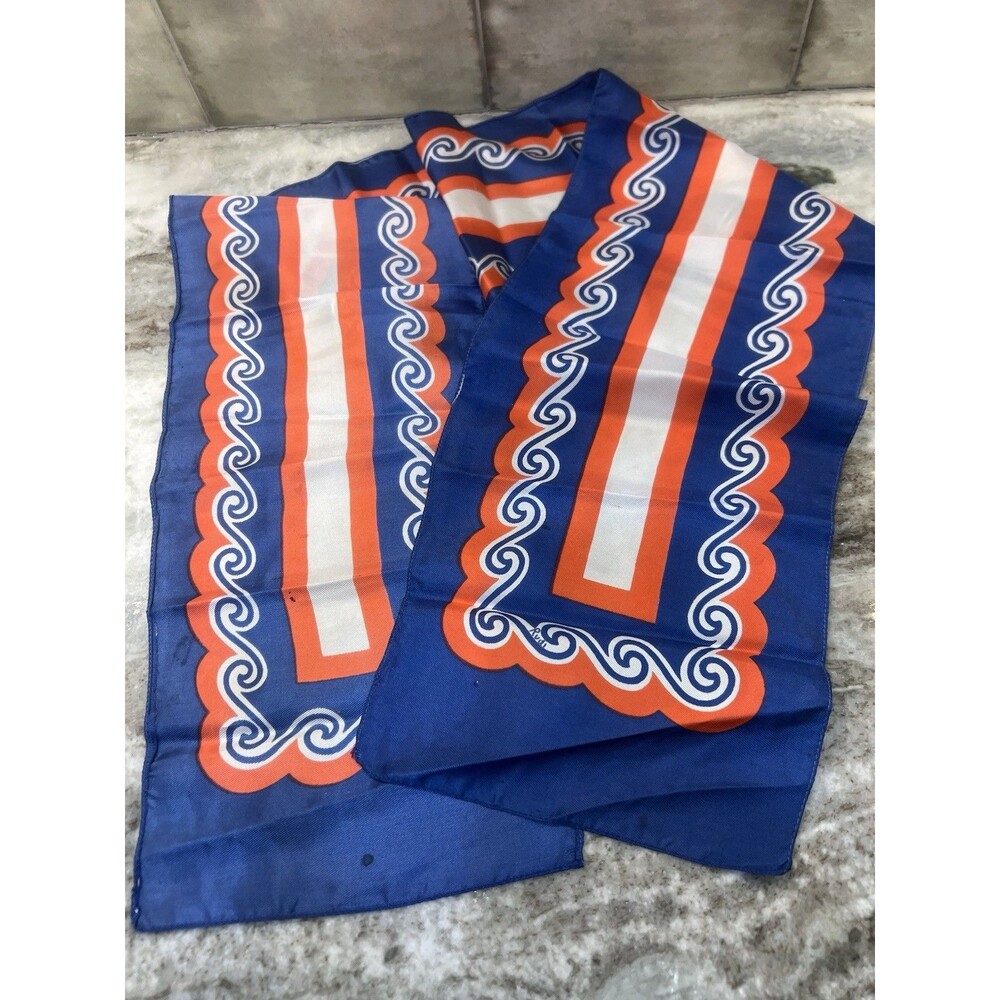 Rudi Gernreich Women Acetate Scarf Blue Red White 51" Vintage Made In Italy READ